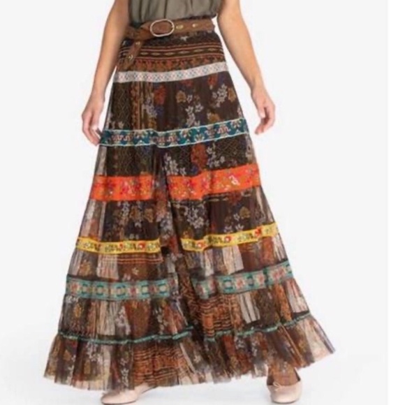 Johnny Was Dresses & Skirts - Johnny Was Boho  Selva Mesh Tiered Maxi Skirt  M